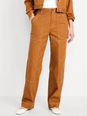 Old Navy Carpenter Utility Tan Brown Straight Leg Pants Womens Size 4
